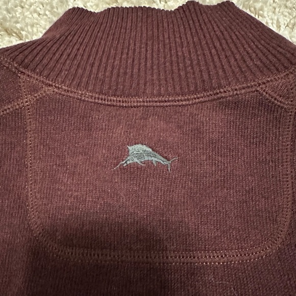 Tommy Bahama Men’s Large Burgundy/Grey Half-Zip Sweater - Picture 5 of 5